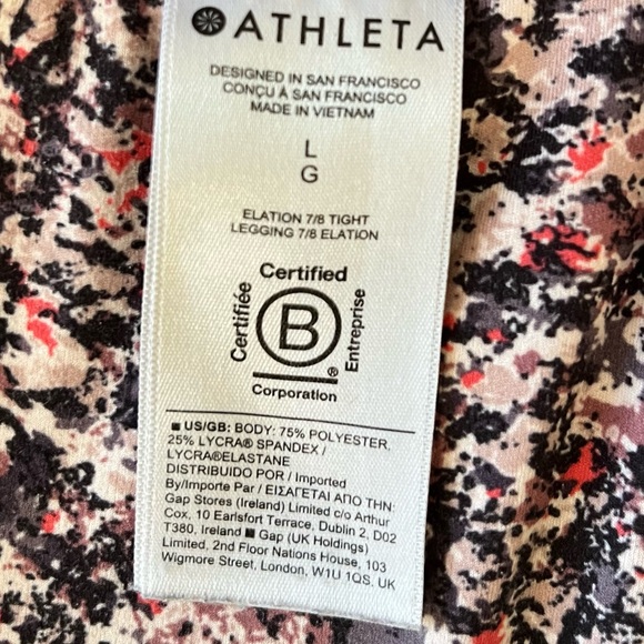 Athleta Elation 7/8 Tight Leggings - Multicolored Paint Splatter Pattern Large - Picture 7 of 12